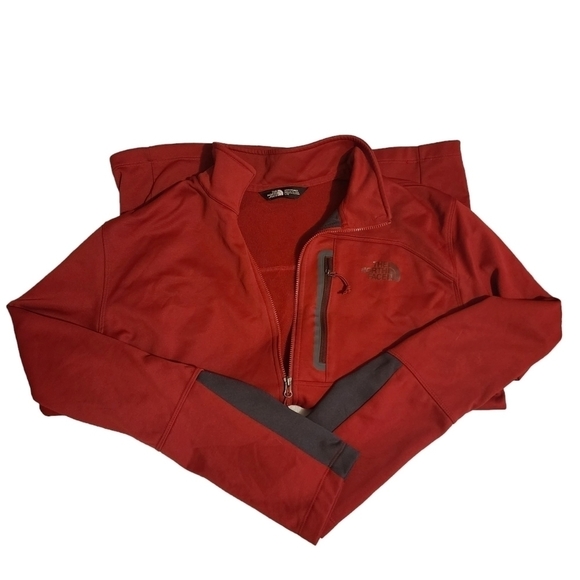 North face burgundy Red Long Sleeve Polo Shirt - Picture 4 of 6